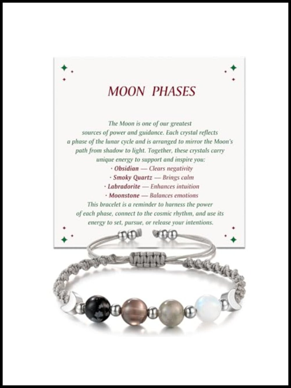 Moonstone Crystal Bracelet | Adjustable Sliding Knot | Healing Stones for Women